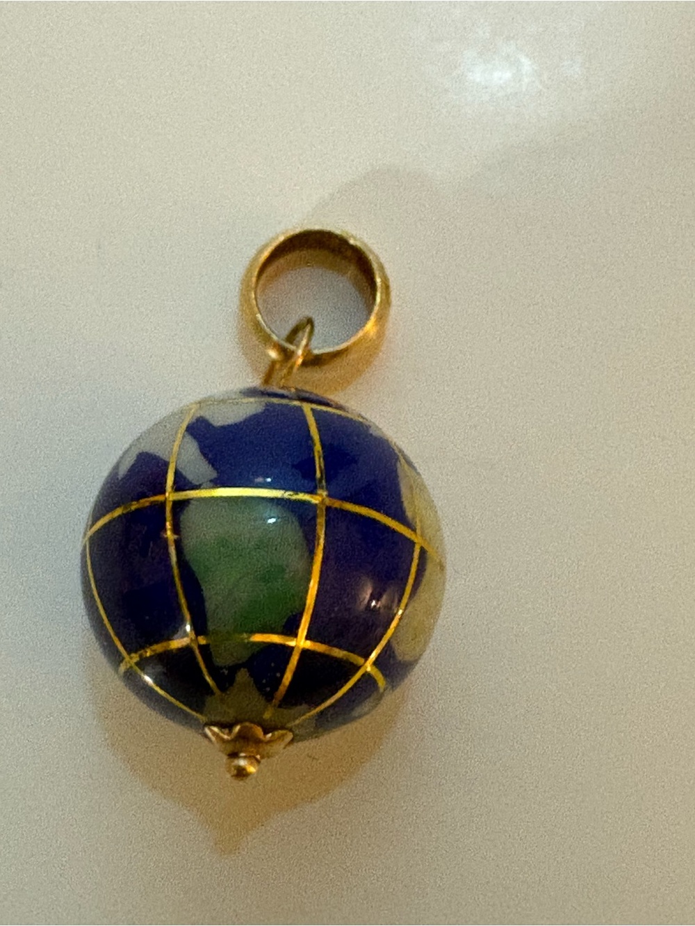 Gold Globe Lapis Pendant Charm in Blue and Green